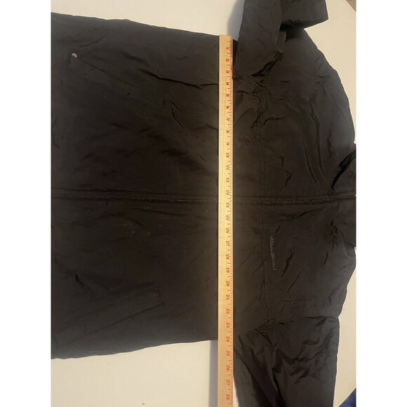 Eddie Bauer Black Fleece Lined Nylon Windbreaker Rain Jacket Coat Men's Large L - Picture 4 of 10
